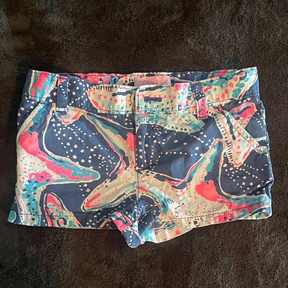 Lilly Pulitzer Navy and Pink Patterned Shorts Girls